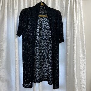 Eileen Fisher Black Open-Knit Cardigan